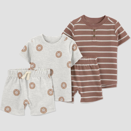 Carter's Baby Boys' 4pc Striped Lion T-Shirt Shorts Set 3M