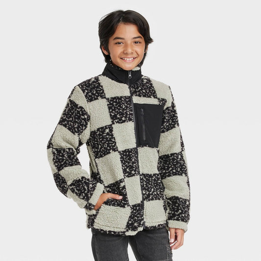 Art Class Boys' Zip-Up High Pile Fleece Jacket Sage Green XL