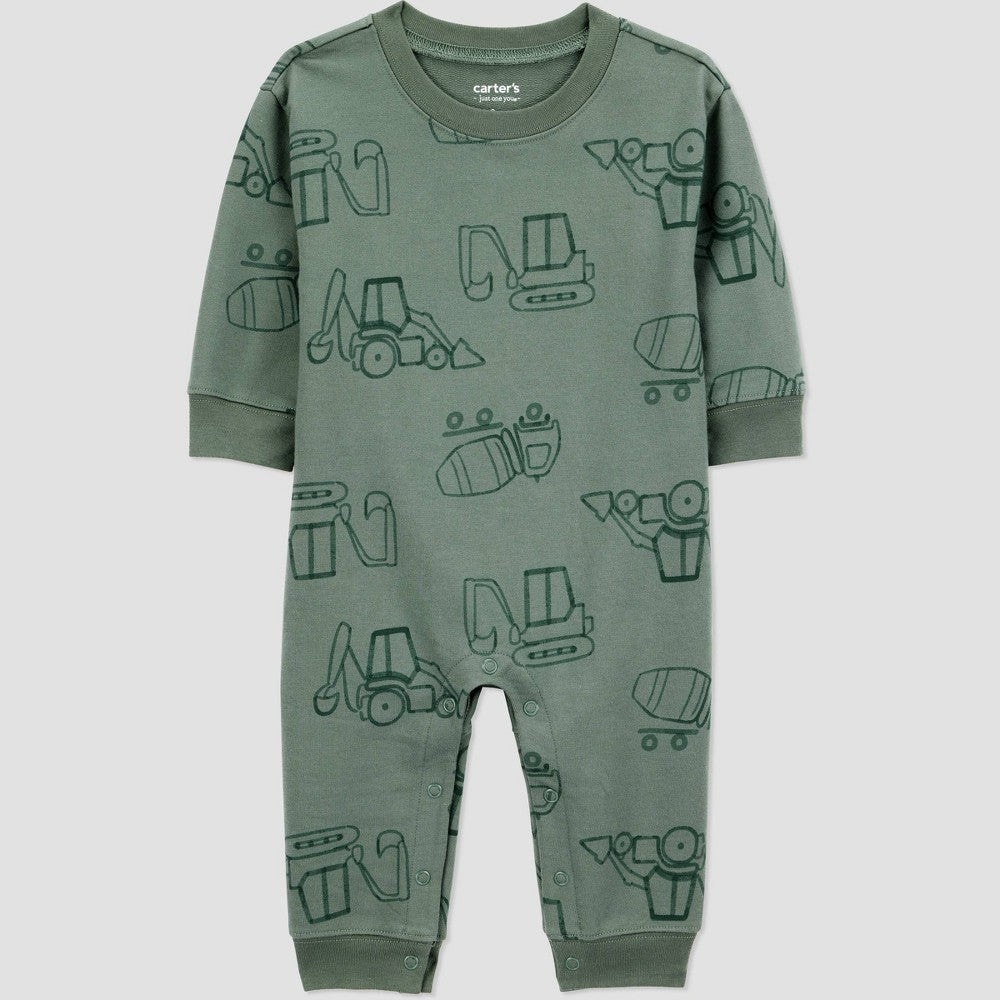 Carter's Baby Boys' Construction Romper - Green 3M