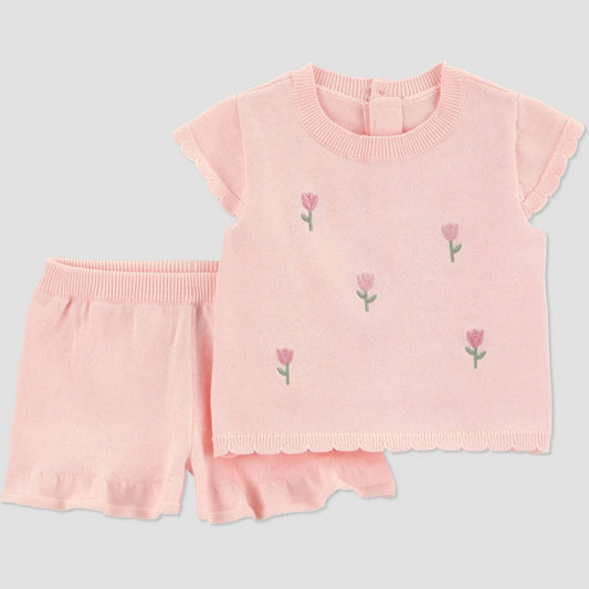 Carter's Baby Girls' Tulip Sweater Shorts Set 6M