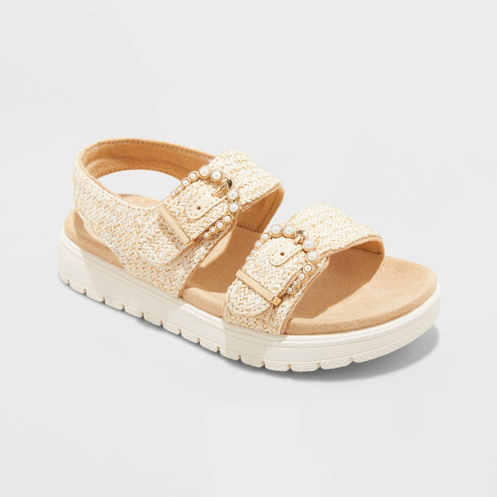 Cat & Jack Toddler Girls' Sequerah Raffia Sandals Beige 7T