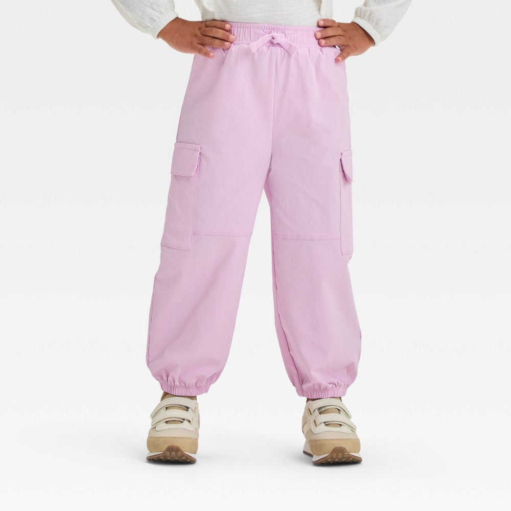Grayson Mini Toddler Girls' Woven Cargo Jogger Pants - Pink 2T