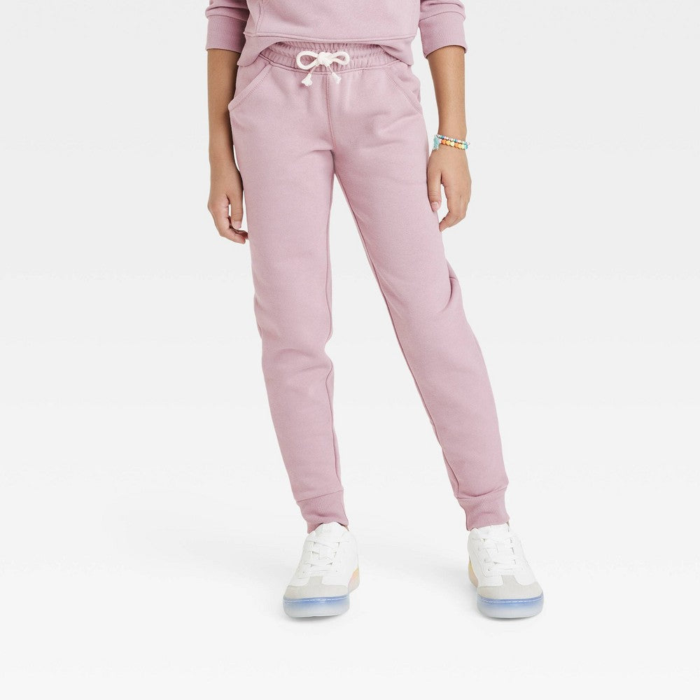Cat & Jack Girls' Fleece Jogger Pants Dark Pink M