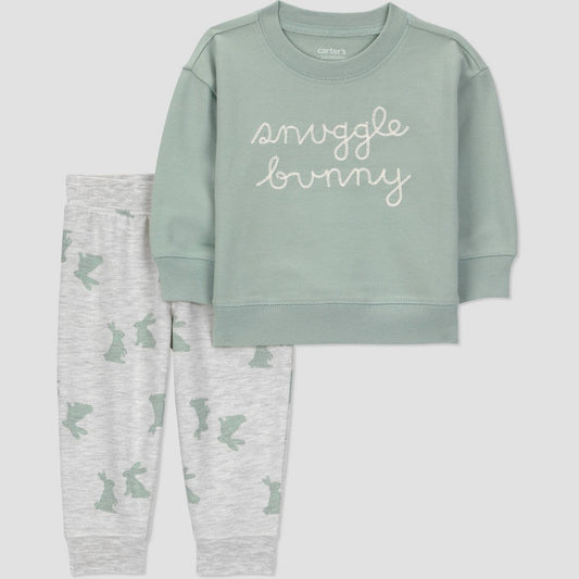 Carter's  Baby Boys' 2pc Snuggle Bunny Sweatshirt and Jogger Pants Set - Green 24M