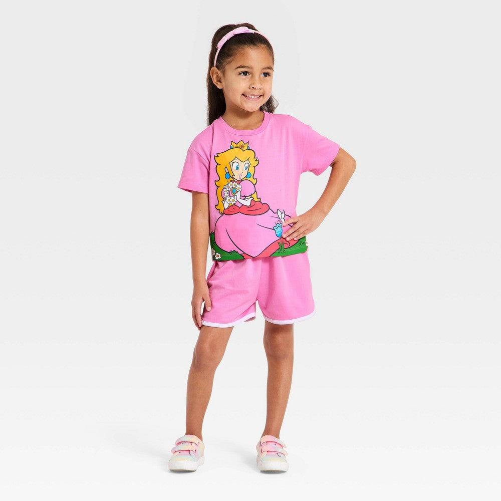 Nintendo Princess Peach T-Shirt & Shorts Set, Pink 4T Toddler Girls