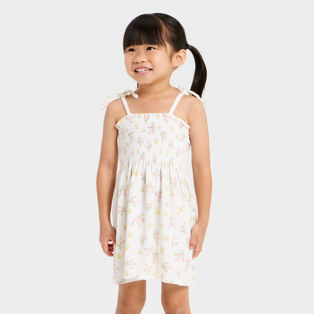 Grayson Mini Toddler Floral Midi Terry Dress White 4T girl