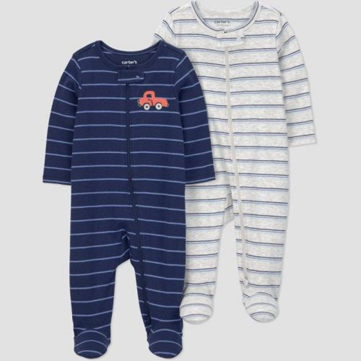 Carter's  Baby Boys' 2pk Footed Pajamas Gray/Navy 3M