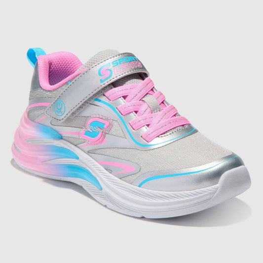 S Sport By Skechers Girls' Wave Princess Hook And Loop Sneakers Silver 5