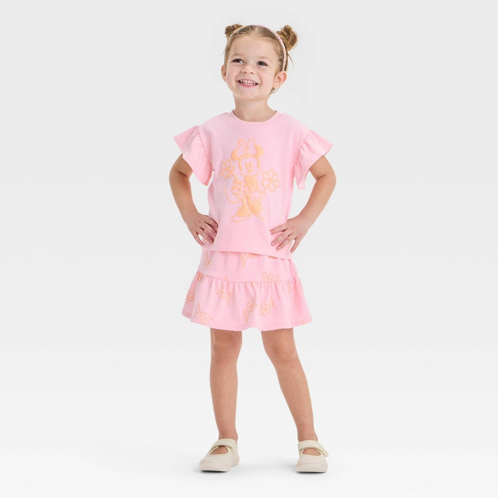Disney Minnie Mouse 2pc Top & Skort Set Pink 5T girl