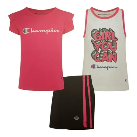 Champion Girl's 3-Piece Set Tee, Tank & Shorts 18M