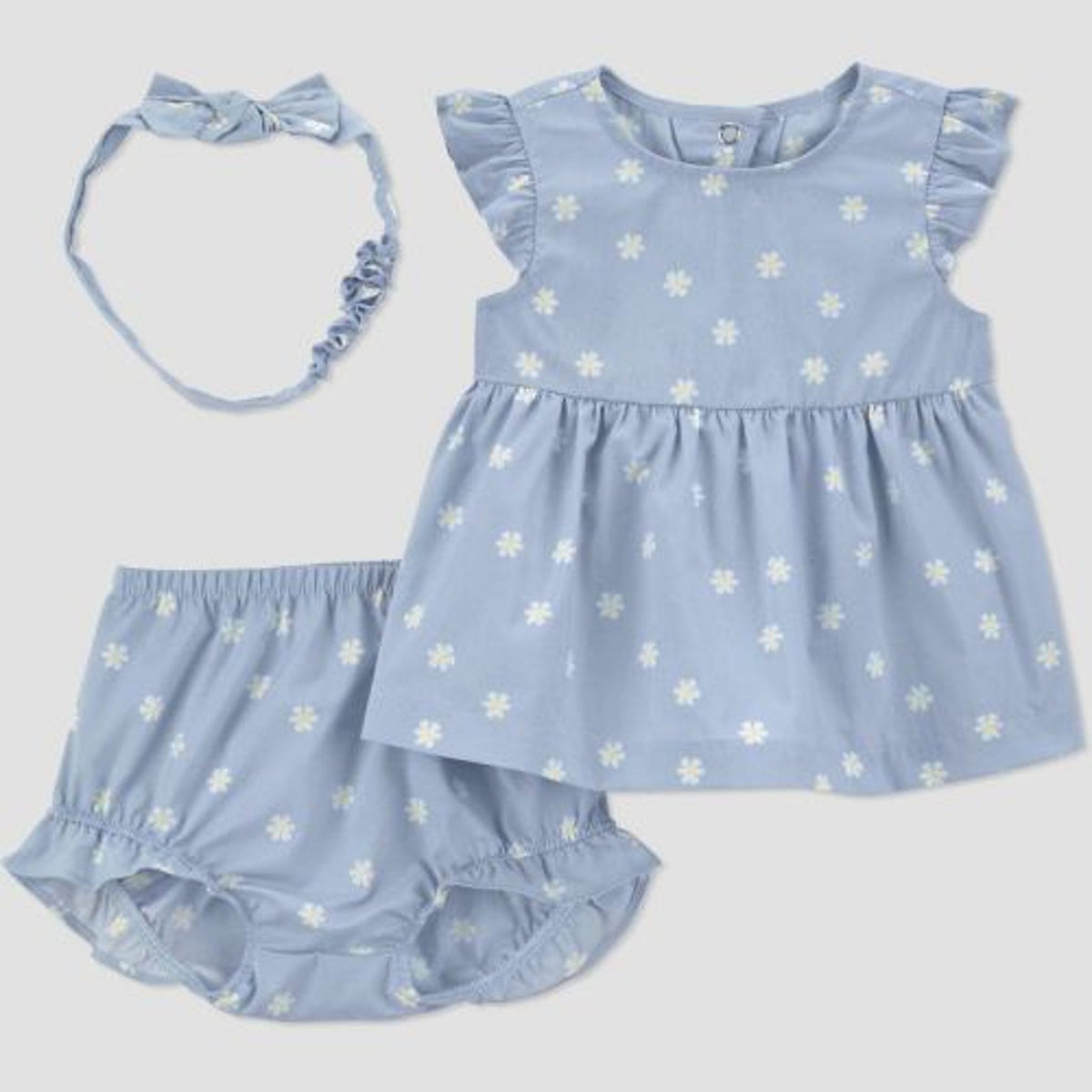 Carter's  Baby Girls' 3pc Floral Tank Top with Bloomer & Headband Set - Blue 12M