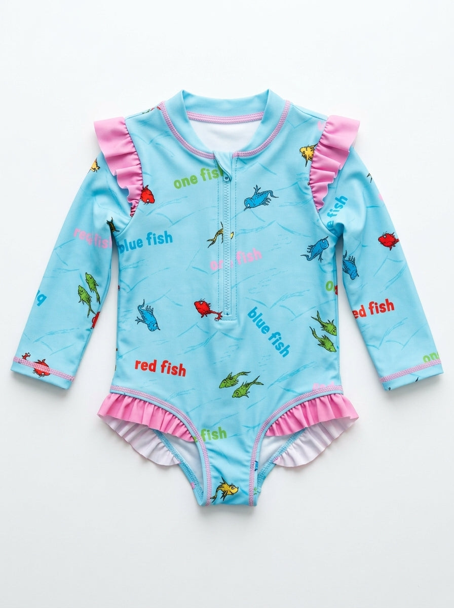 One fish two fish Girl Fish Print Swimsuit 3T