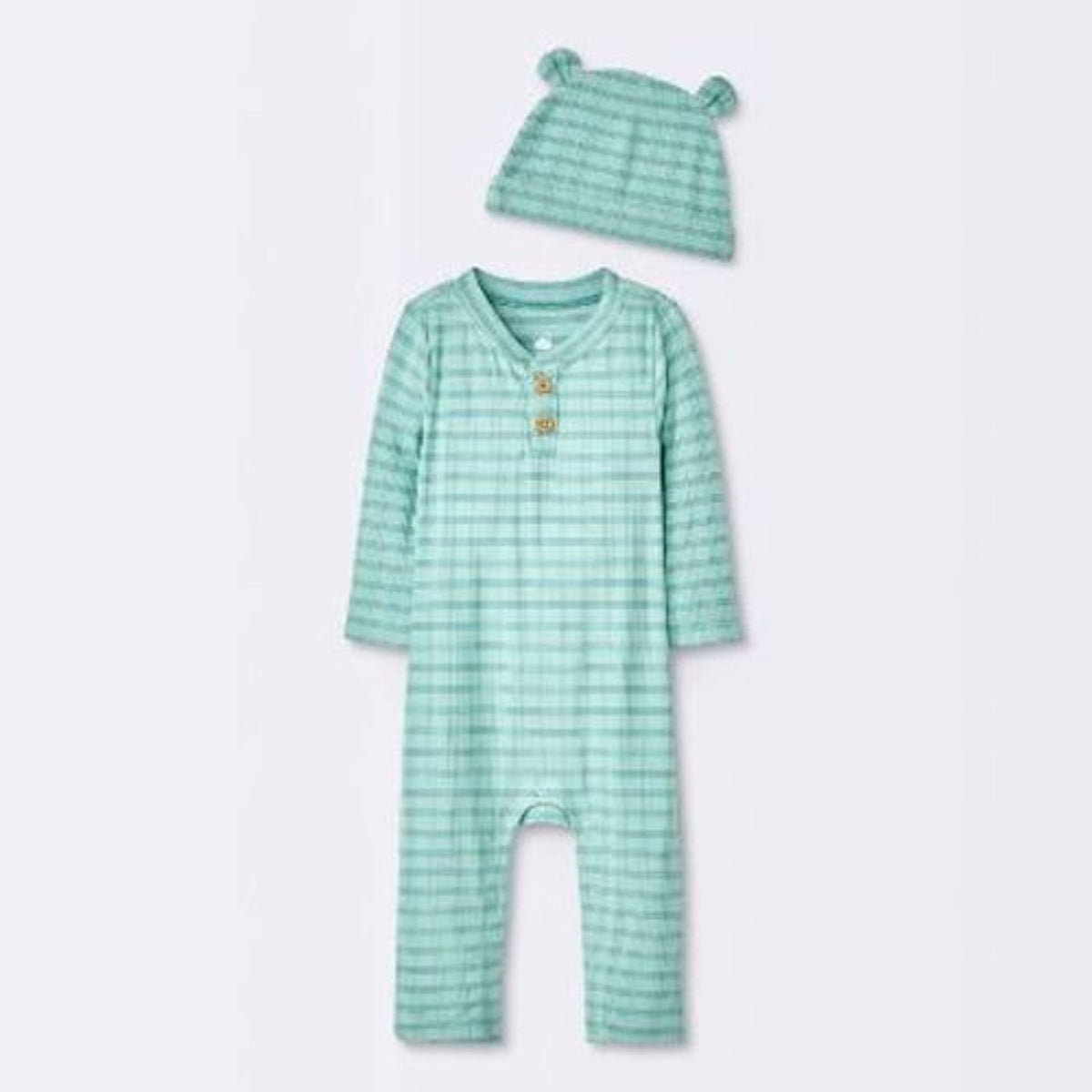 Cloud Island Baby Boys' Checkered Romper & Hat, Newborn Blue