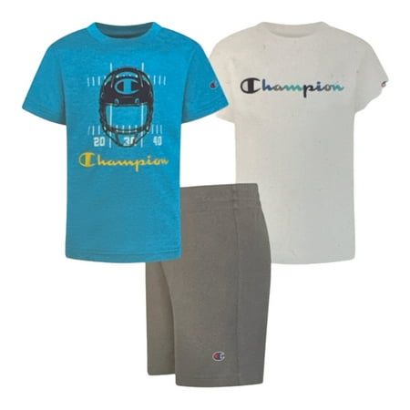 Champion Boys' 3-Piece Active Set, Blue/White, 4T