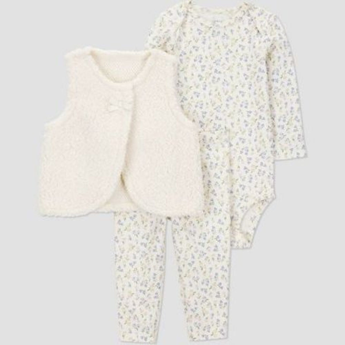 Carter's Baby Girls' 3pc Floral Vest Set - Cream 6M