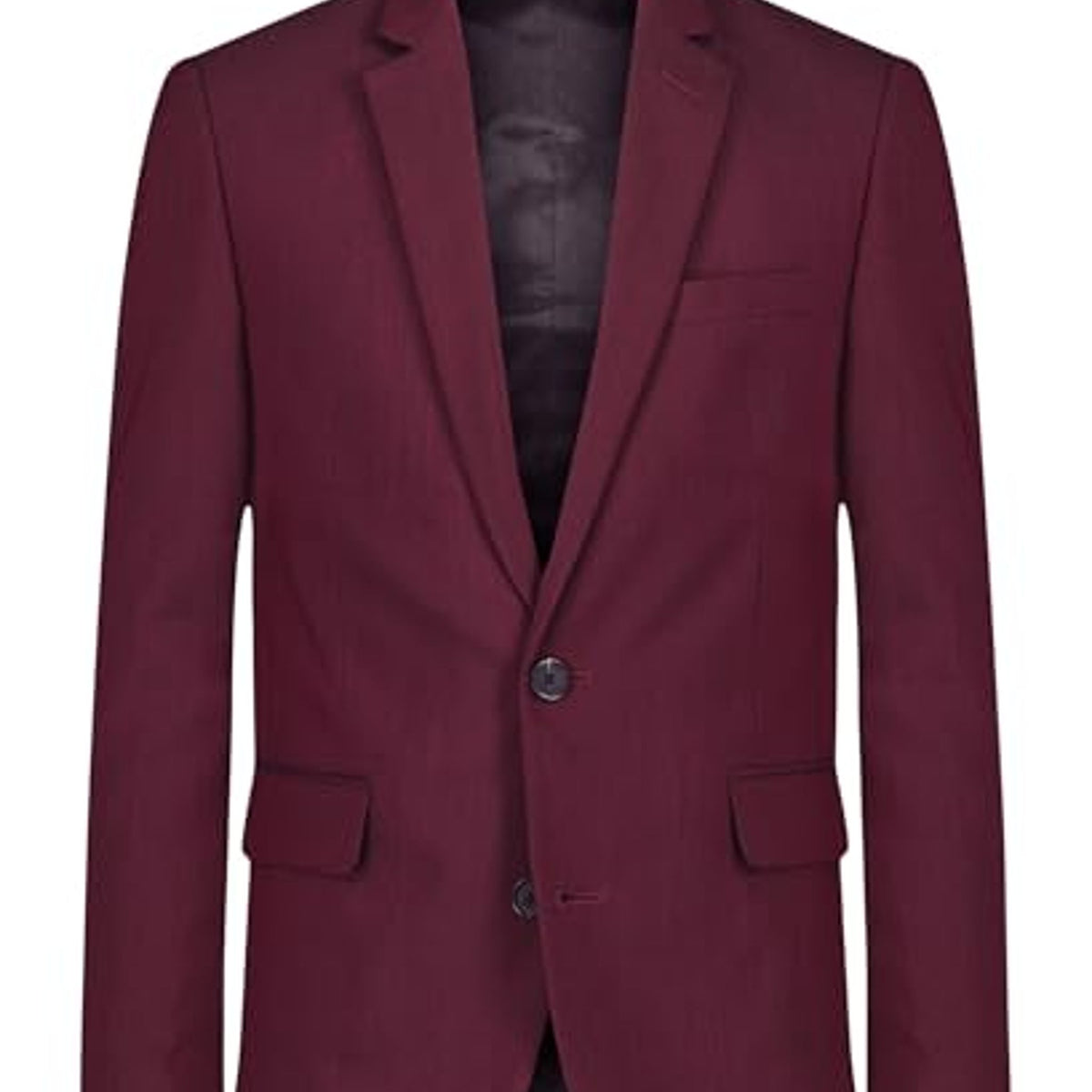 Calvin Klein Boys' Blazer Suit Jacket, 2-Button Single Breasted Closure, Buttoned Cuffs & Front Flap Pockets, Dark Red, 16