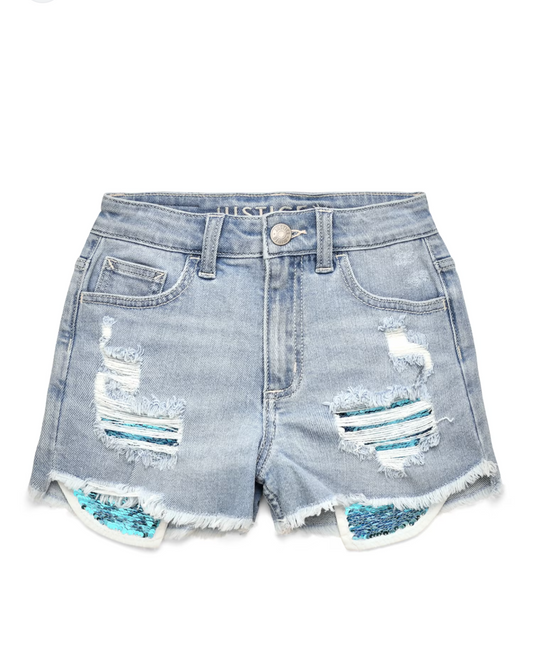 Justice Girls Mini Mom Short Denim Wash 8