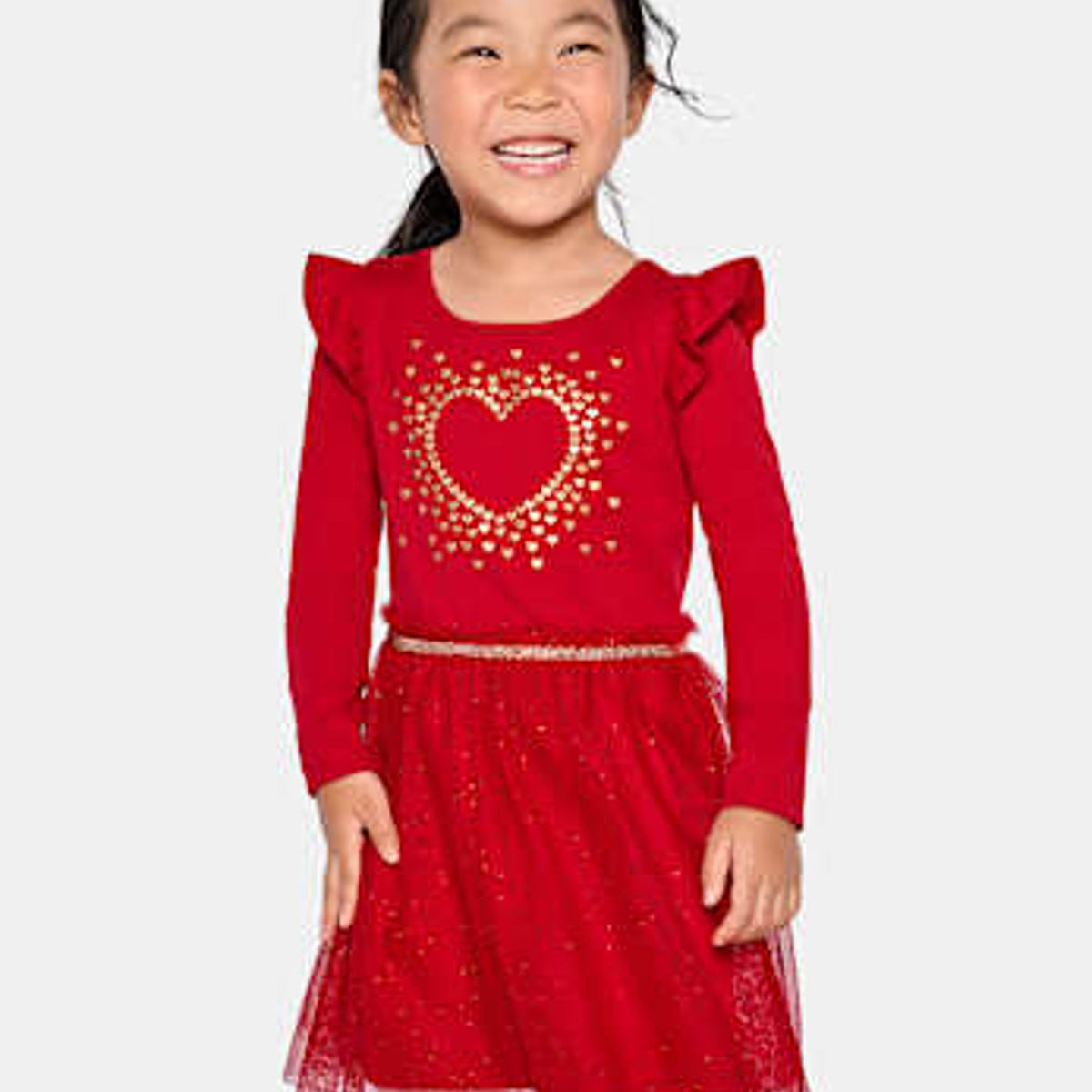 The Children's Place Baby and Toddler Girls Heart Mesh Tutu Dress | Size 2T | Red | Cotton