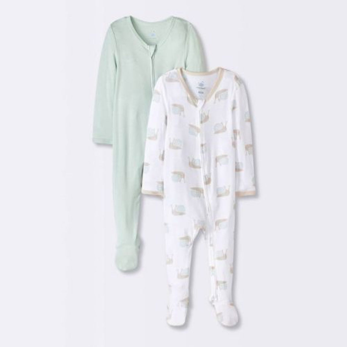 Cloud Island Footed Pajamas 3-6M, Mint Green, Two-Way Zipper boys