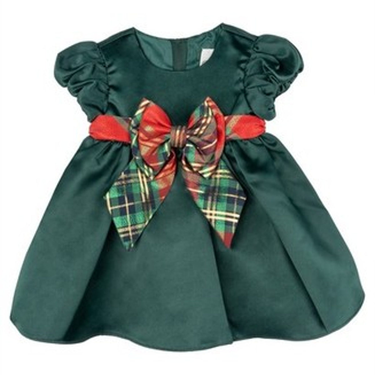 Rare Editions Satin Plaid Dress - Hunter, 3-6 Months girls