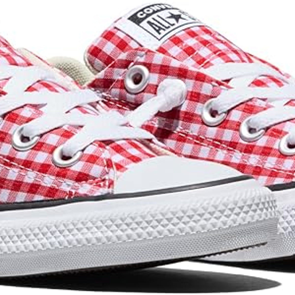 Converse Girls' Street Ox Low Top Gingham Sneakers Red 4