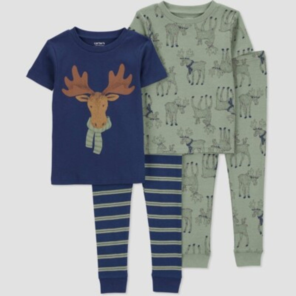 Carter's Boys' 4pc Moose Pajama Set - Green/Blue 18M