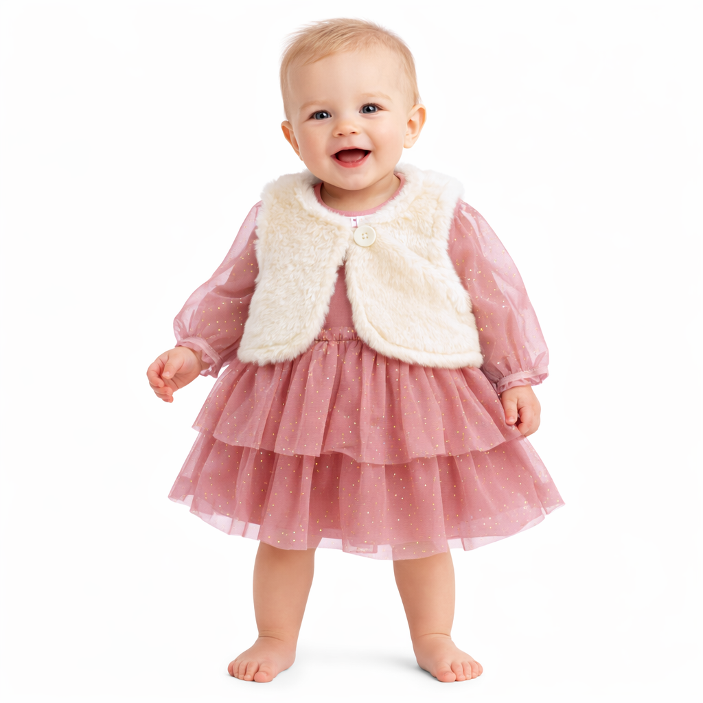 Carter's Baby Pink Dress with Vest 0-3M