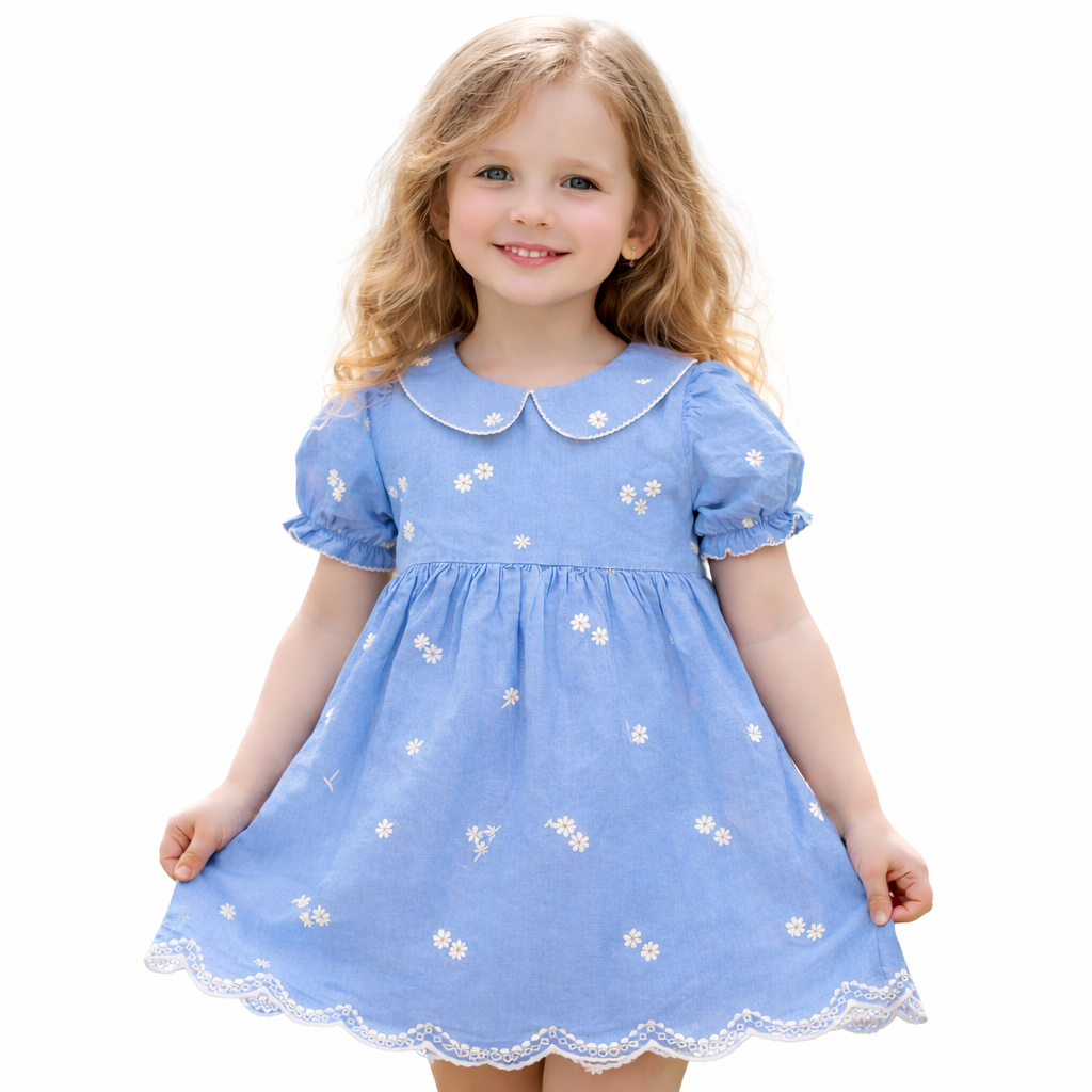 Cat & Jack Toddler Girls' Floral Dress Blue 5T