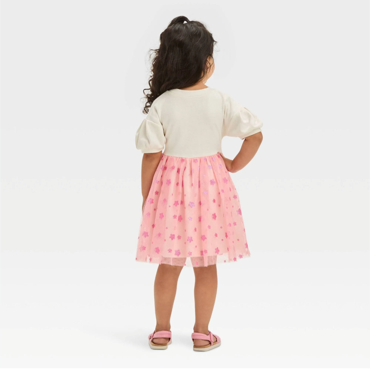 Toddler Girls' Bluey and Bingo Puff Sleeve Tulle Dress - Pink