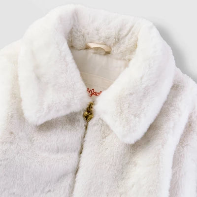 Girls' Faux Fur Jacket - Cat & Jack Cream