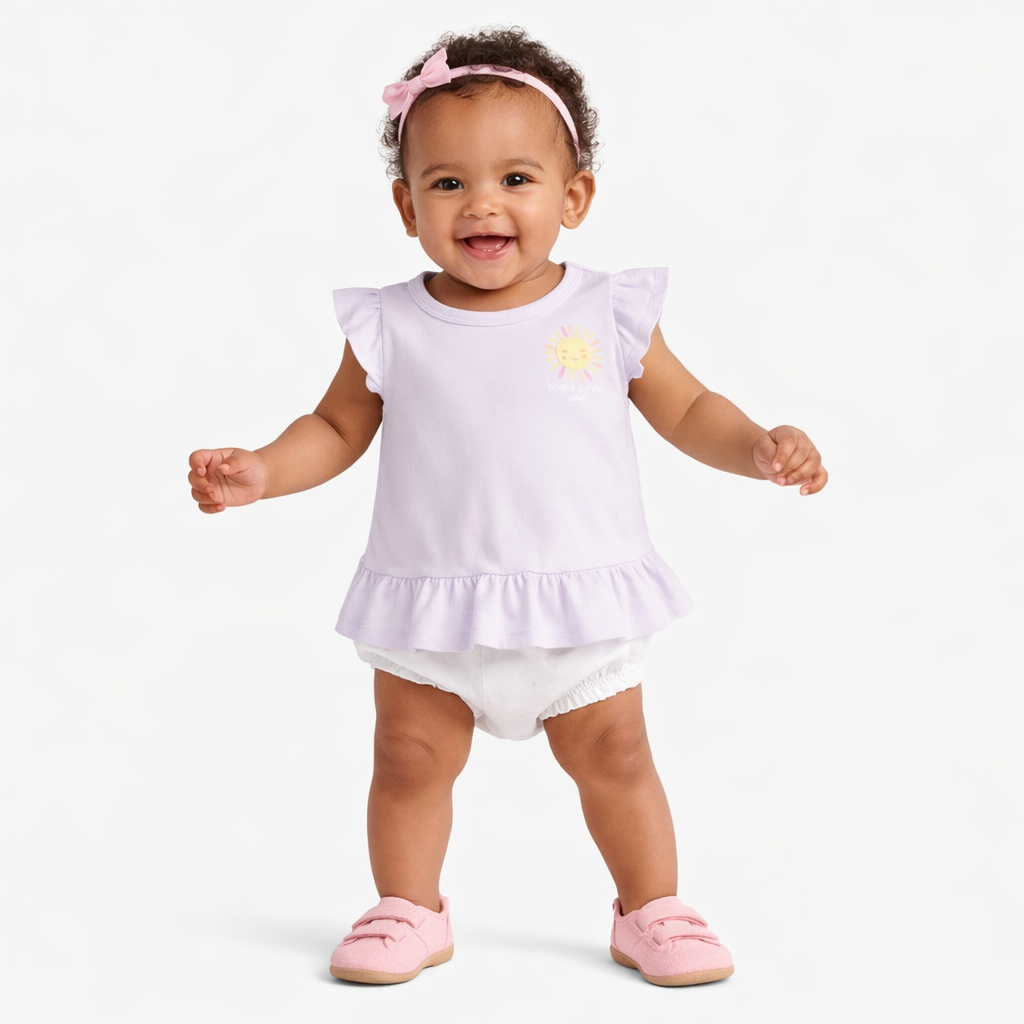 First Impressions Baby Girls Sunshine Ruffle T Shirt - Lavender Flora
