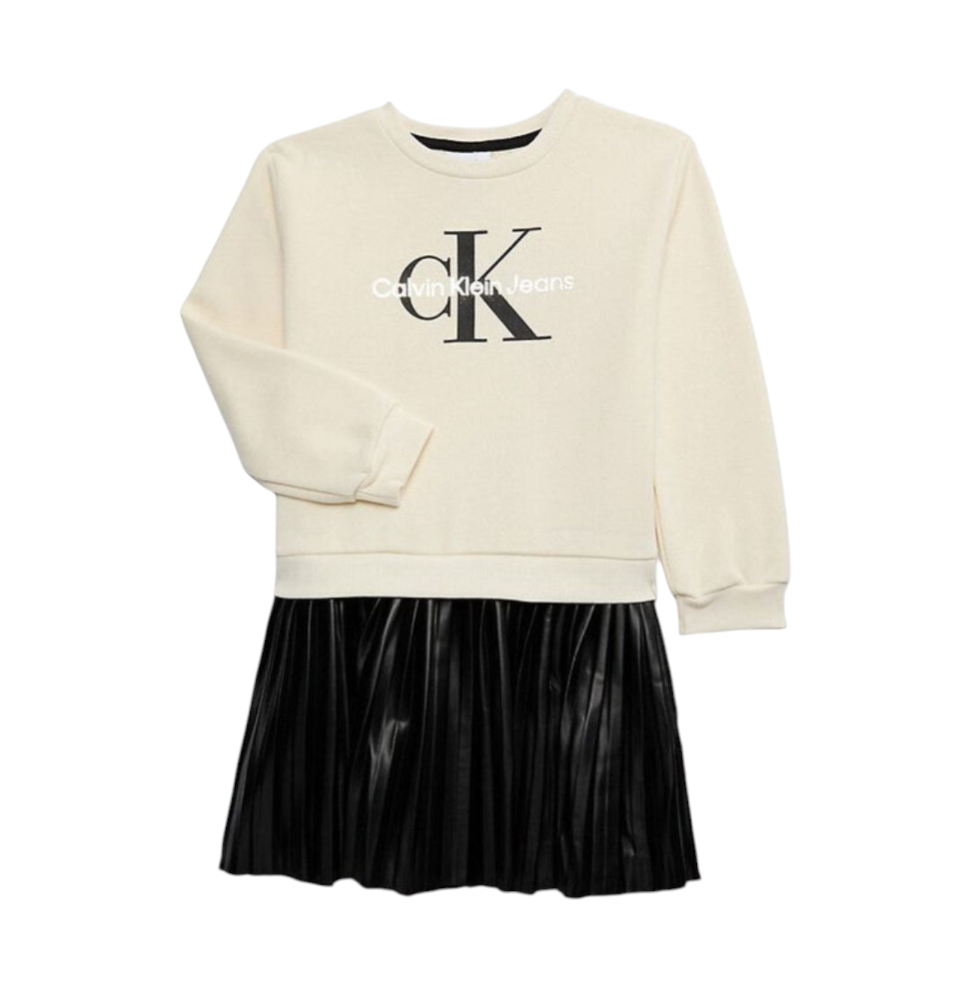 Calvin Klein Little Girl's 2-Piece Logo Sweatshirt & Faux Leather Skirt Set - Ivory - Size 3T