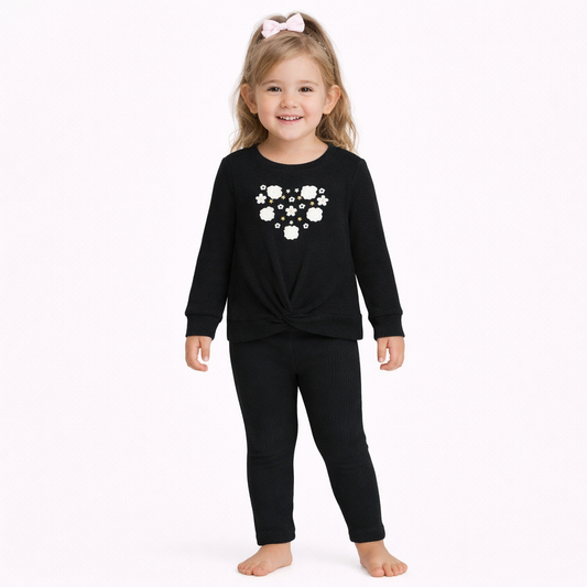 Girls (4-6x) Kids Headquarters(R) 2pc. Flower Twist Front Hacci Set