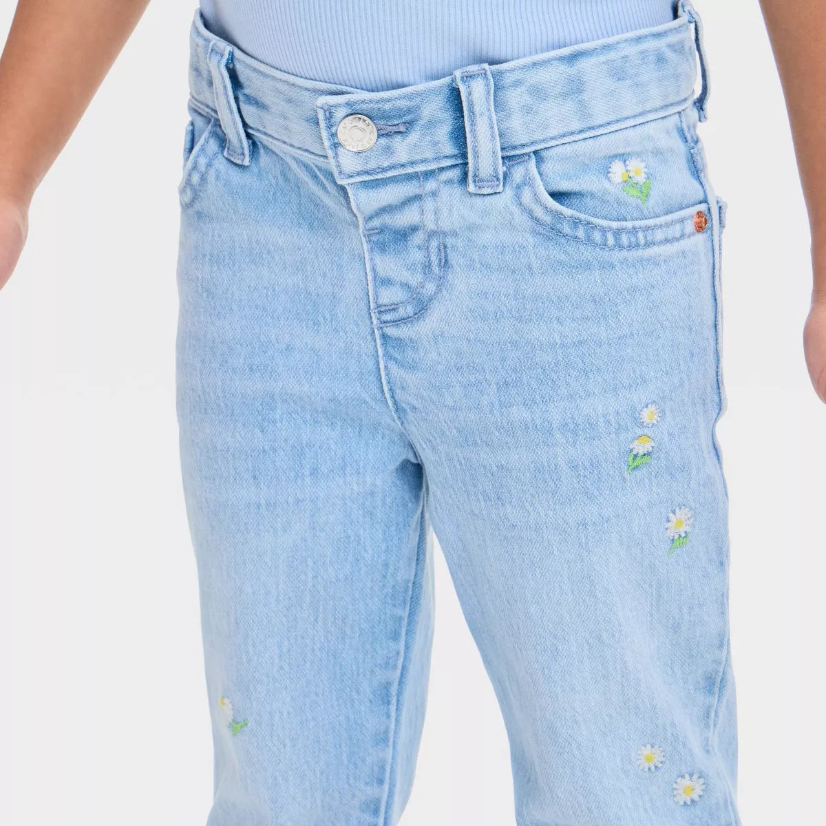 Toddler Girls' Embroidered Pants  Cat & Jack Light Wash