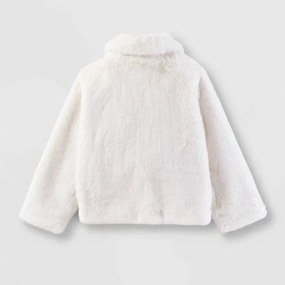 Girls' Faux Fur Jacket - Cat & Jack Cream