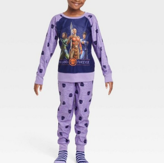AME Black Panther Girl's Wakanda Forever Pajama Set, Large