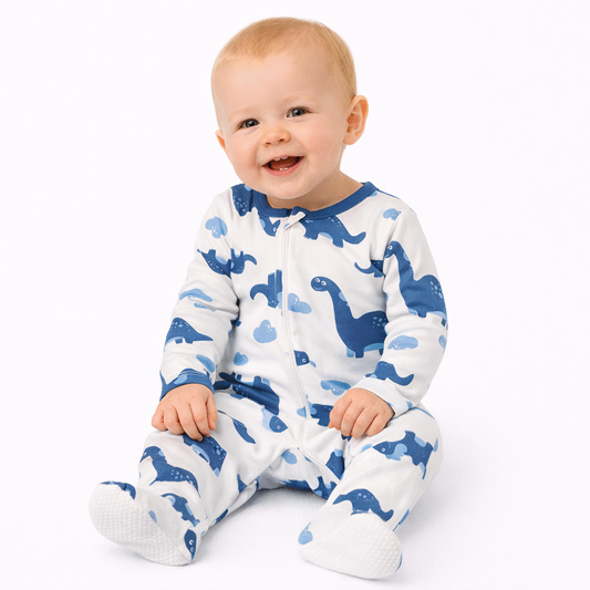 Max & Olivia Blue Dinosaur Print Kids One Piece