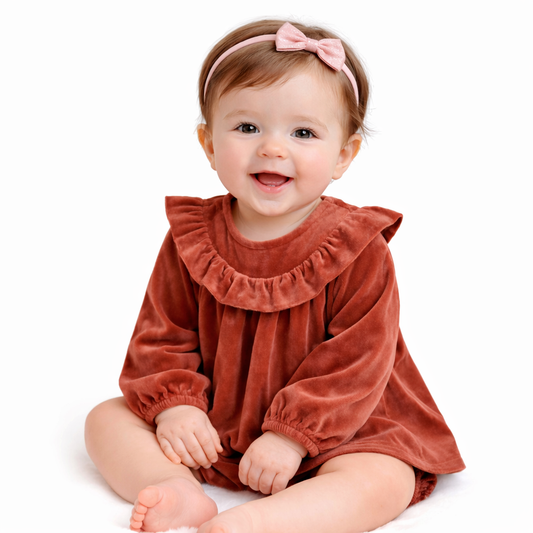First Impressions Baby Girls Velour Ruffled Dress - Scarlet Crush