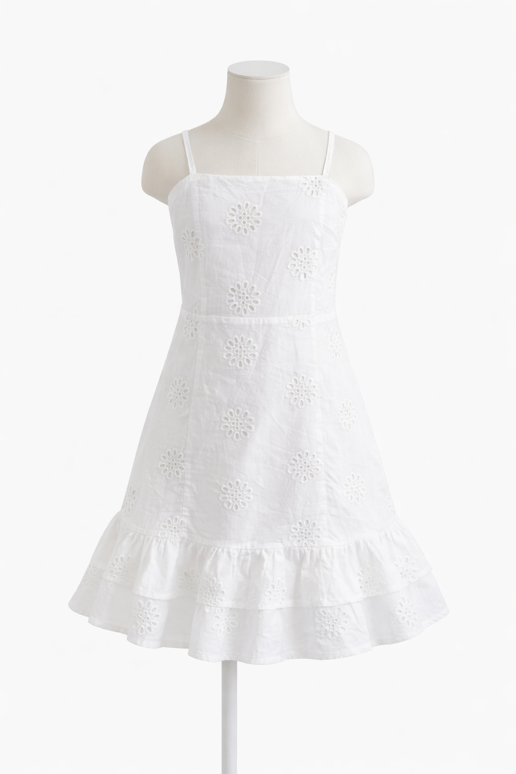 Aqua White Floral Kids Dress