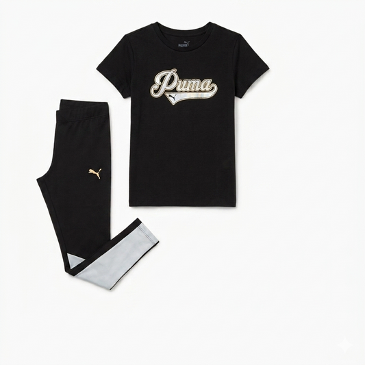 Puma Girls Active Set Black, Size Small 6/6x 2 piece