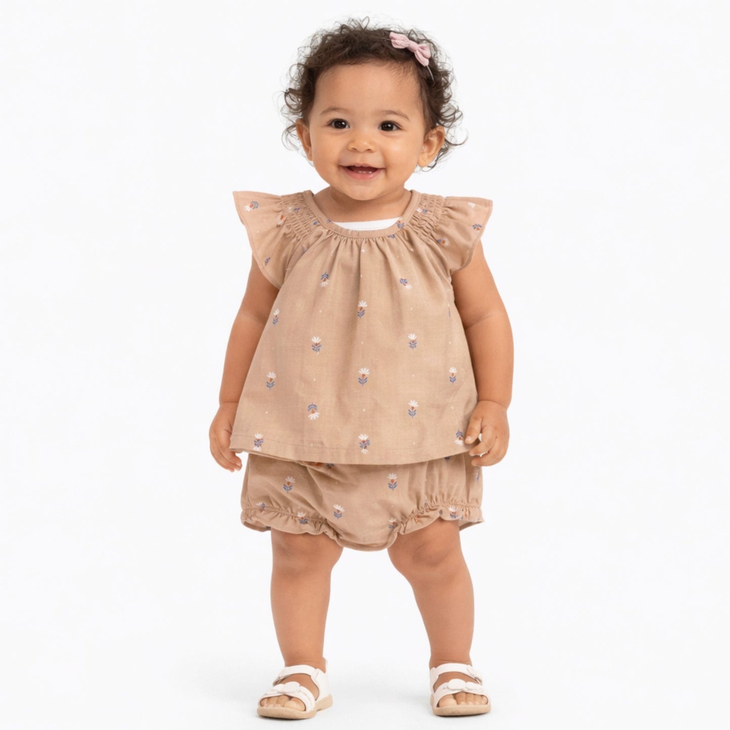 Carter's Just One You® Baby Floral 3pc Top & Bottom Set - Brown/White 9M: Cotton Tunic, Bodysuit, Diaper Cover