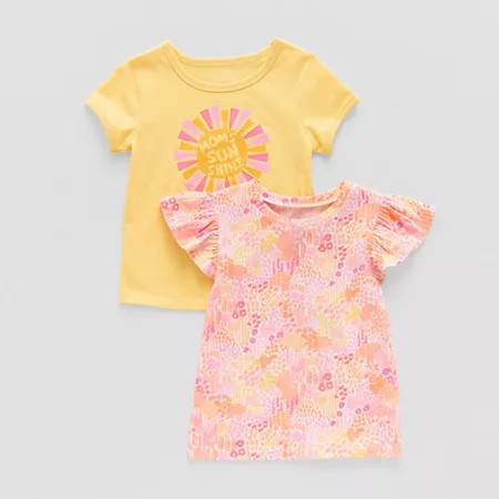 Okie Dokie Toddler & Little Girls Round Neck Short Sleeve Regular Fit 2-pc.