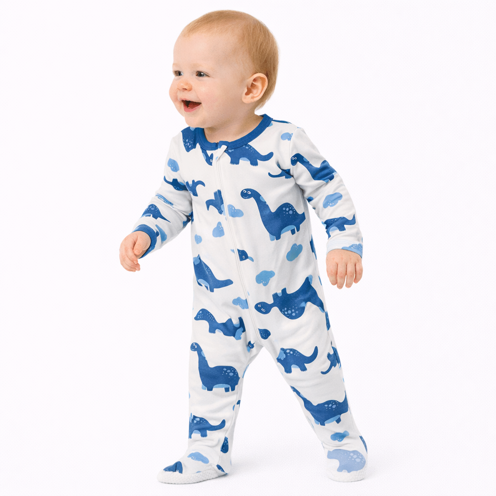 Max & Olivia Blue Dinosaur Print Kids One Piece