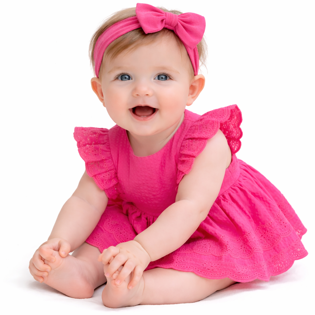 Blueberi Boulevard Baby Girls Lace Trim Fit-and-Flare Sundress Fuchsia