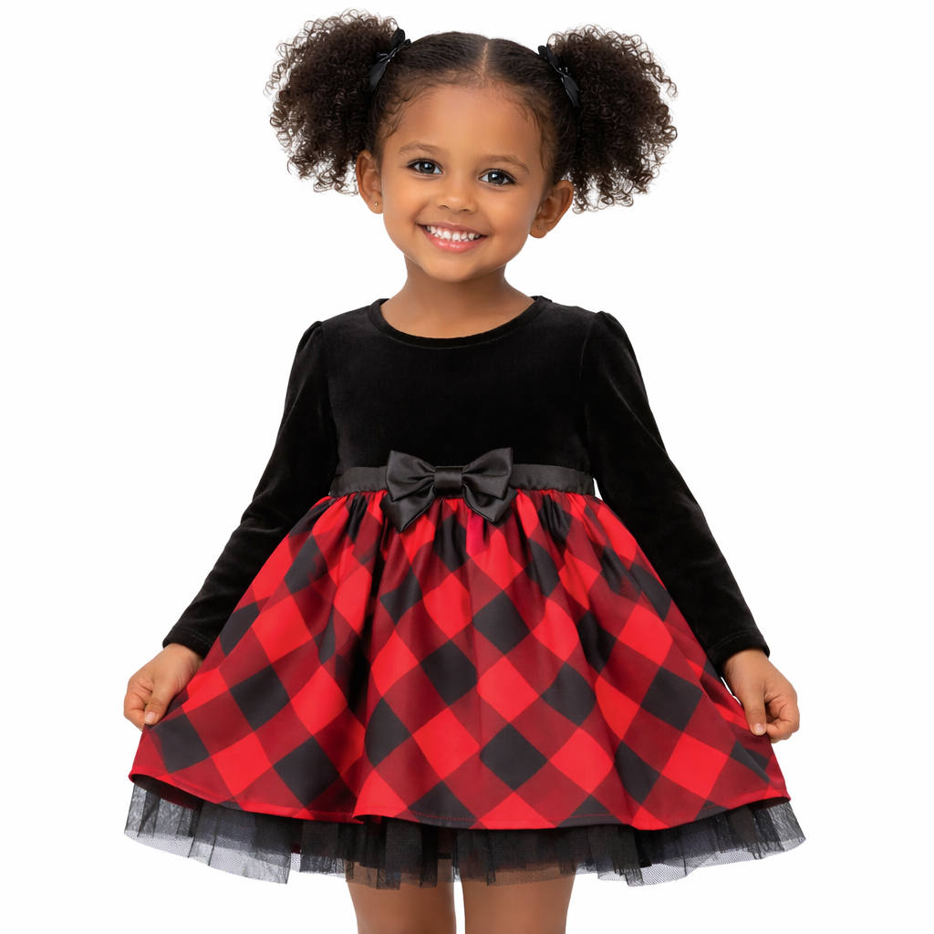 Cat & Jack Toddler Girls' Plaid Velour Dress Size 2T