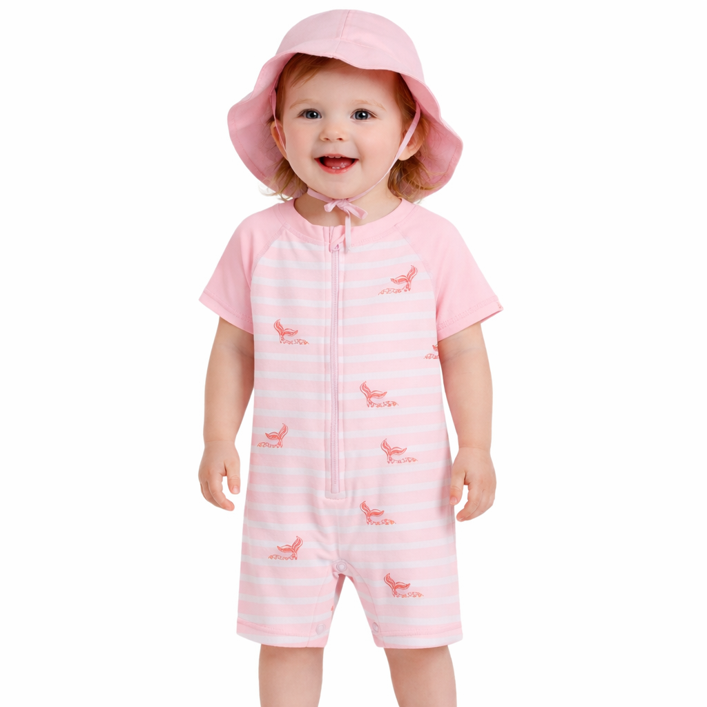 First Impressions Baby Girls Mermaid Rashguard and Hat 2-Piece Swim Set