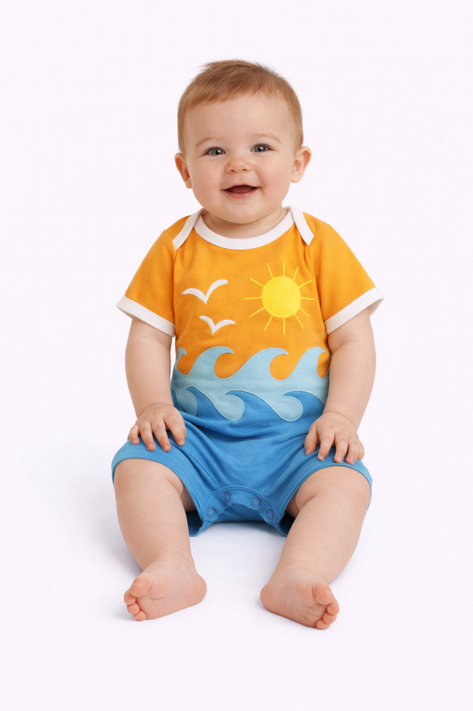 Baby Seascape Applique Romper - Cat & Jack™ Light