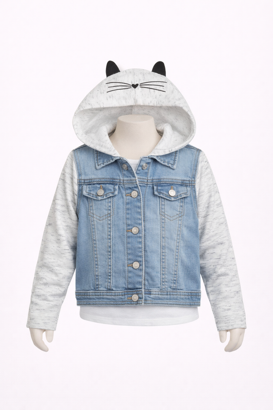 Toddler Girls' Cat Hood Denim Jacket - Cat & Jack™ Medium Wash 18M