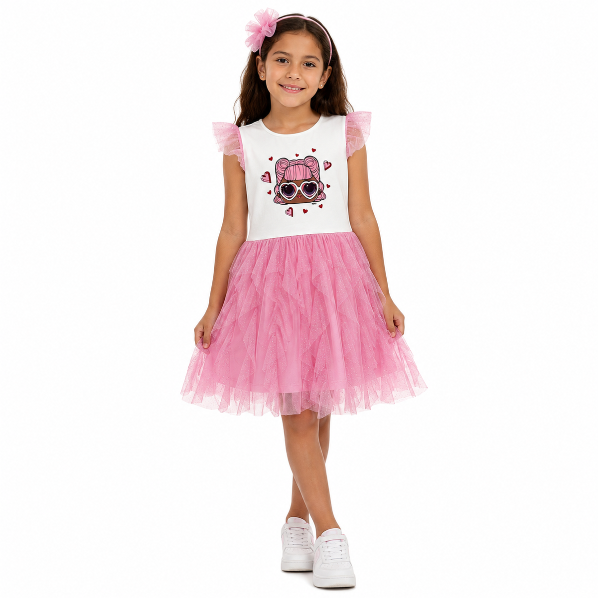 LOL Surprise Girls Tulle Dress Pink White Size L