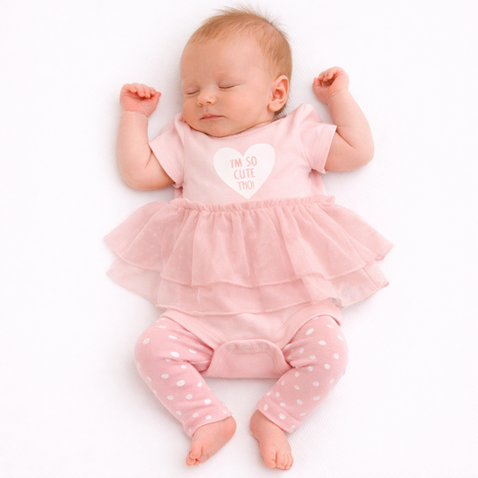 Okie dokie Baby Girl Bodysuit &  Legging Pant Outfit Tutu Set